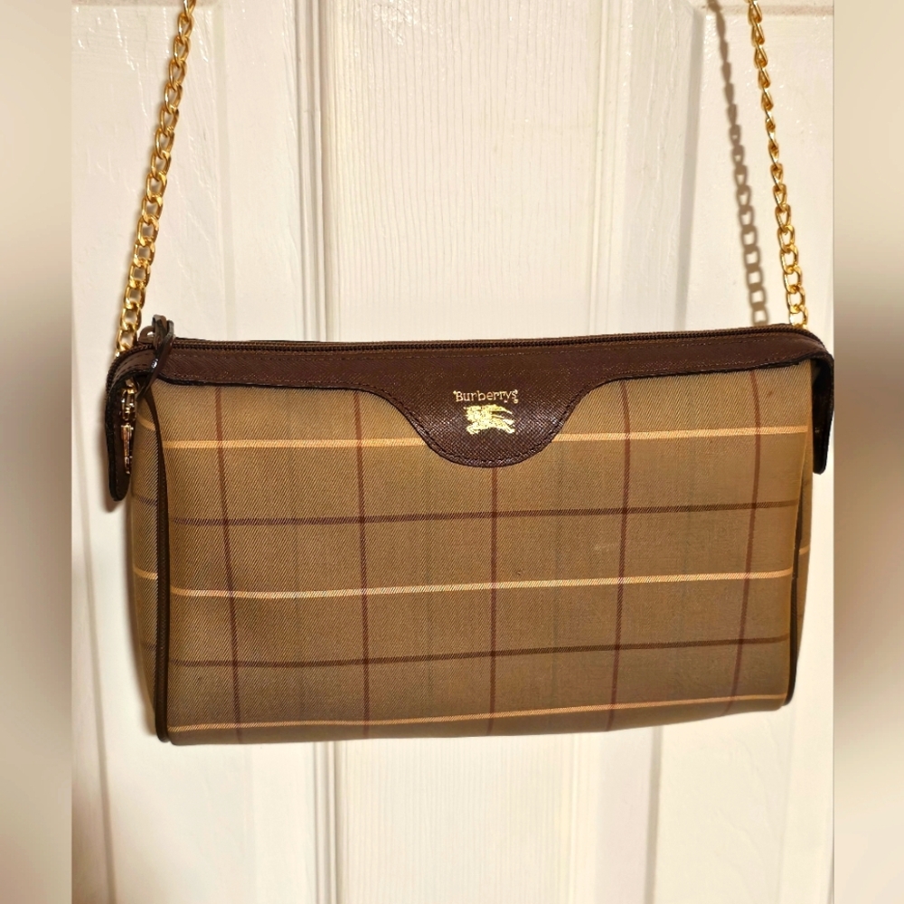 Burberry Brown Shoulder Bag with Gold Chain Straps